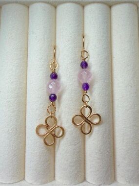 Amethyst Rose Quartz Glover Earrings
